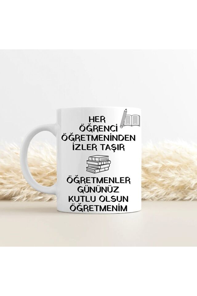 Erkek Kol Saati Öğretmene Özel Baskılı Bardak Tesbih ve Bileklik Seti